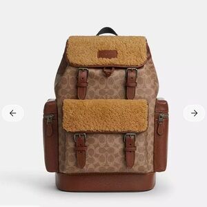 Coach Brown and Tan Backpack with Shearling Accent